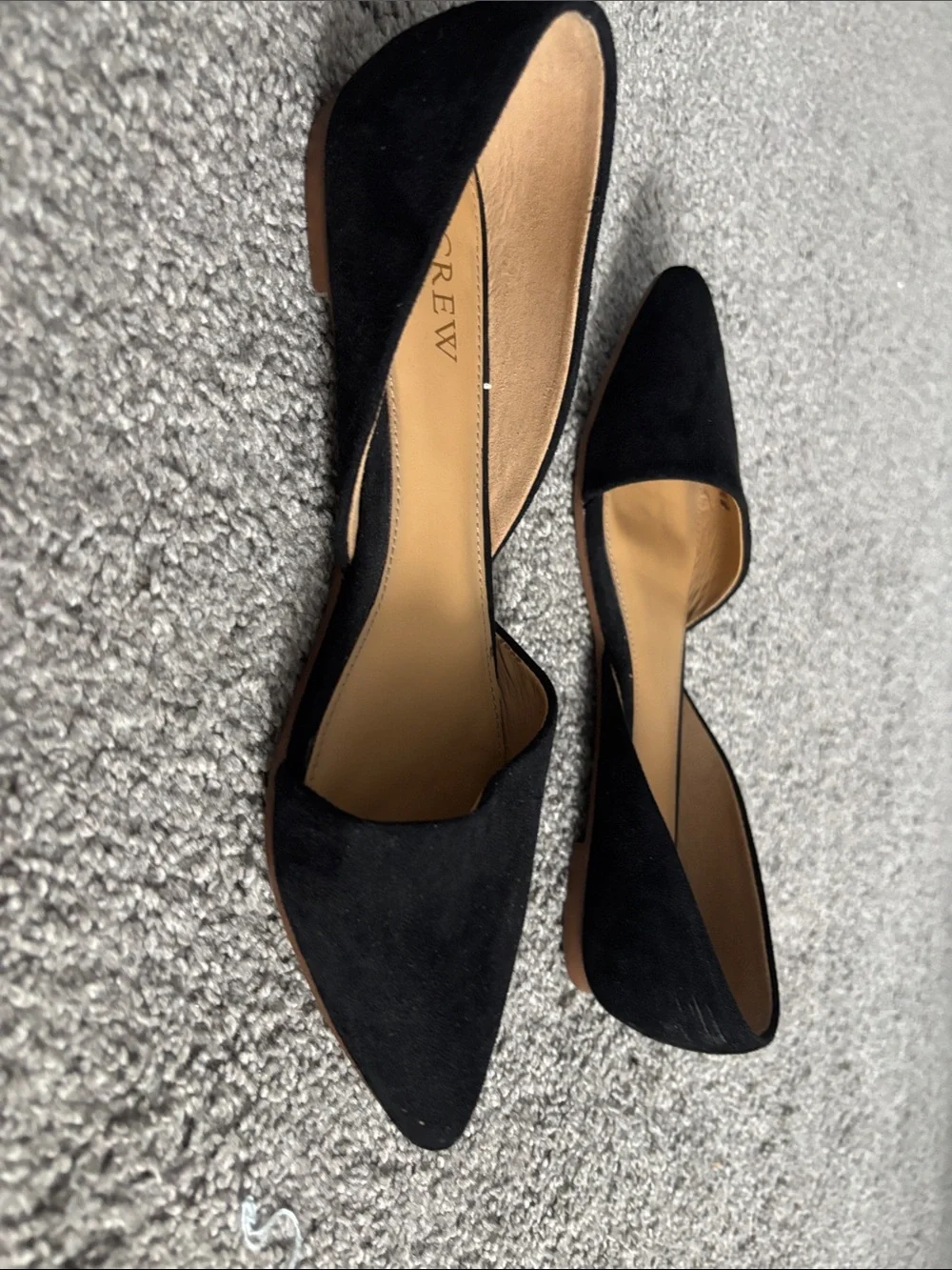 J. Crew Black Suede Pointed Toe D'Orsay Flats